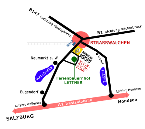 Anfahrtsplan Ferienbauernhof Lettner